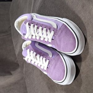Vans Old Skool Light Purple Suede Canvas White Leather Lace Up Sneakers VG- US 5